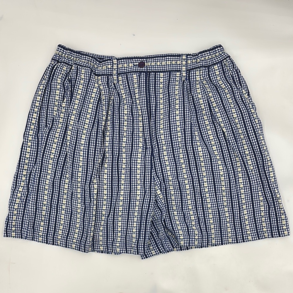 Krazy Kat Gingham Print Embroidered Shorts